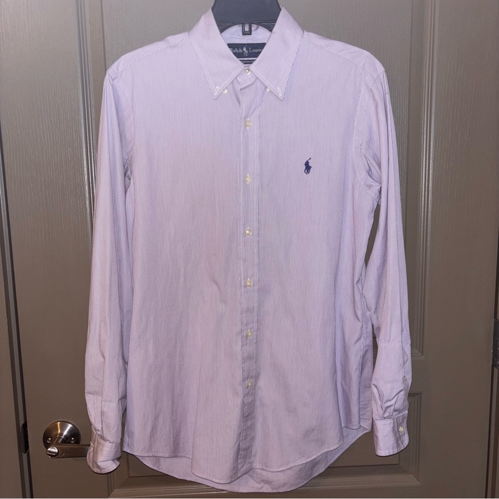 Ralph Lauren Blue & White Stripe Button Down Size M Neck 15 Sleeve 32/33